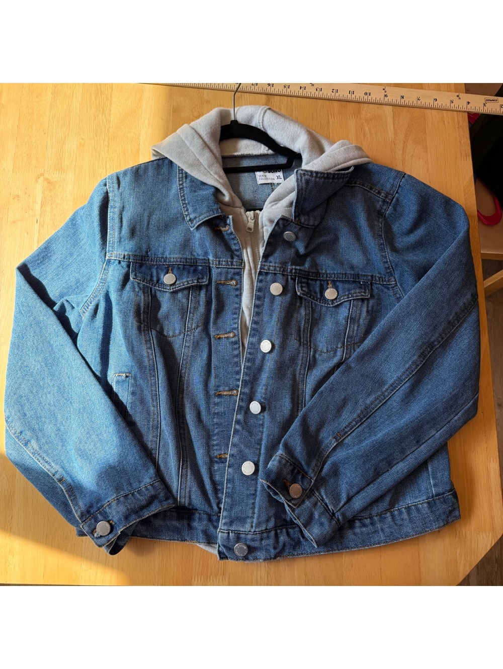 Cisono Denim Collection Hooded Denim Jacket XL Blue Gray Fleece Hoodie Jean